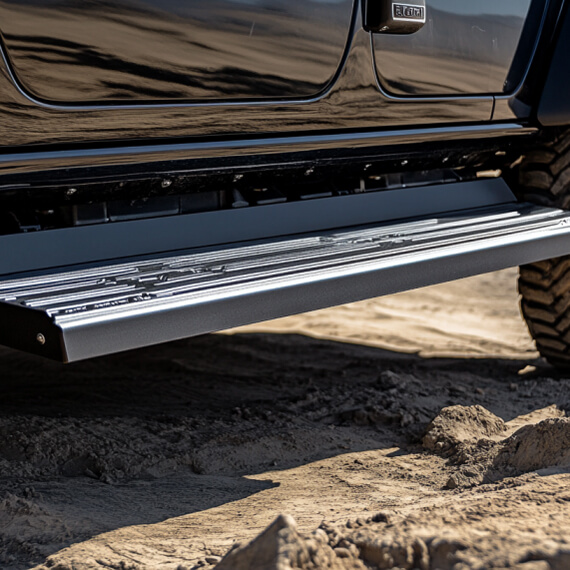 Truck equipped with Go Rhino running board